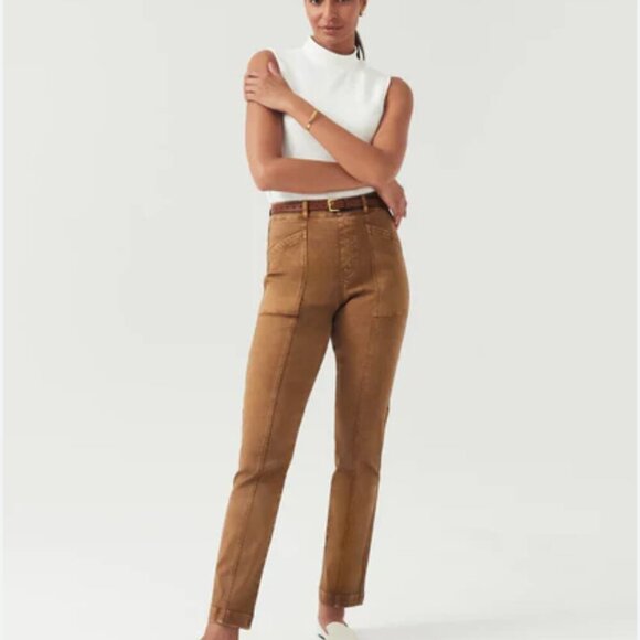 NWT Spanx Stretch Straight Leg Twill Pants in Acorn size Medium - Picture 1 of 7